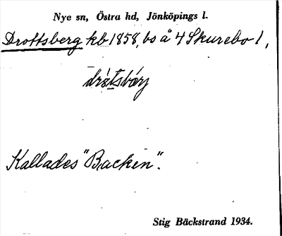 Bild på arkivkortet för arkivposten Drottsberg