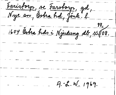 Bild på arkivkortet för arkivposten Faristorp, se Farstorp