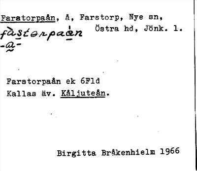 Bild på arkivkortet för arkivposten Farstorpaån