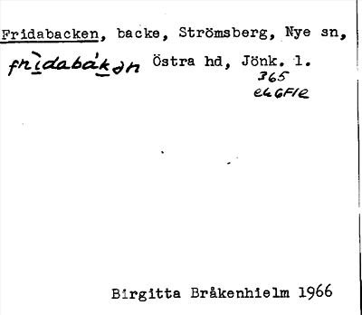 Bild på arkivkortet för arkivposten Fridabacken