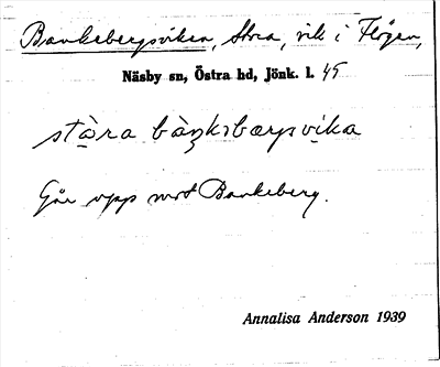 Bild på arkivkortet för arkivposten Bankebergsviken, Stora