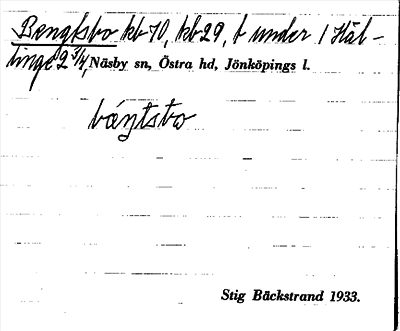 Bild på arkivkortet för arkivposten Bengtsbo