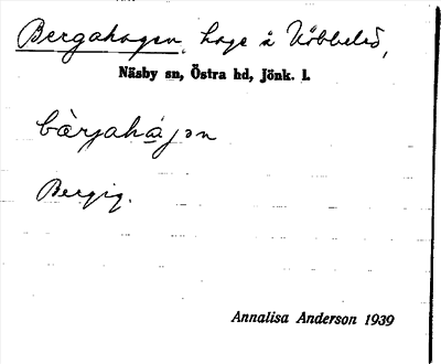 Bild på arkivkortet för arkivposten Bergahagen