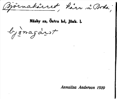 Bild på arkivkortet för arkivposten Björnakärret