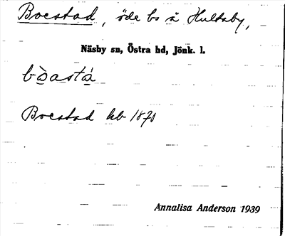 Bild på arkivkortet för arkivposten Boestad