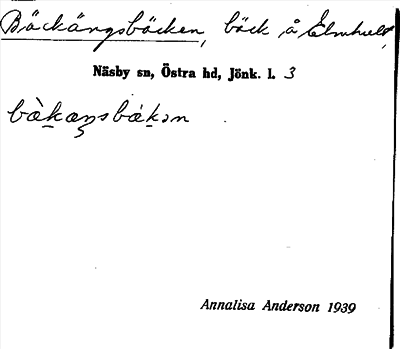 Bild på arkivkortet för arkivposten Bäckängsbäcken