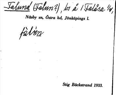 Bild på arkivkortet för arkivposten Falund