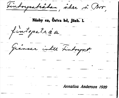 Bild på arkivkortet för arkivposten Fintorpaträdan