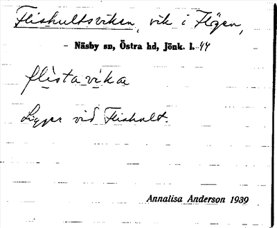 Bild på arkivkortet för arkivposten Flishultsviken