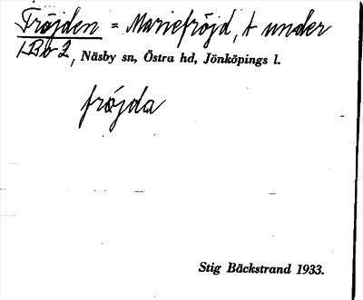 Bild på arkivkortet för arkivposten Fröjden