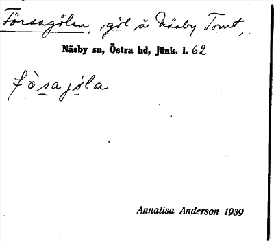 Bild på arkivkortet för arkivposten Försagölen