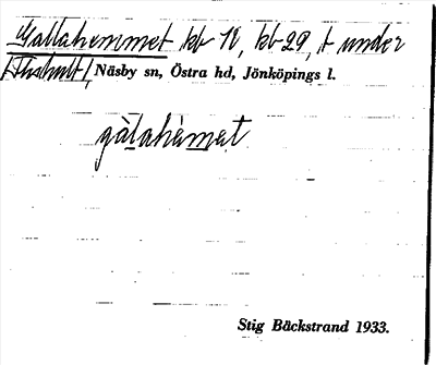Bild på arkivkortet för arkivposten Gallahemmet