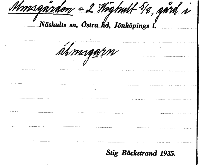 Bild på arkivkortet för arkivposten Almsgården
