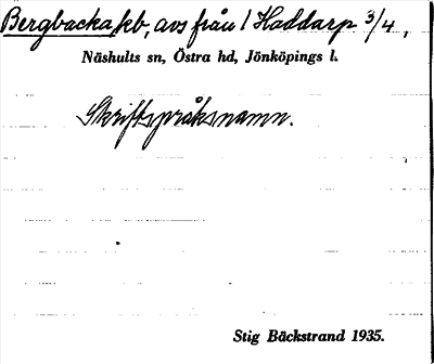 Bild på arkivkortet för arkivposten Bergbacka