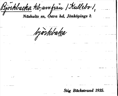 Bild på arkivkortet för arkivposten Björkbacka
