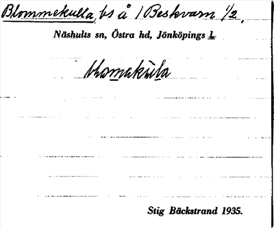 Bild på arkivkortet för arkivposten Blommekulla