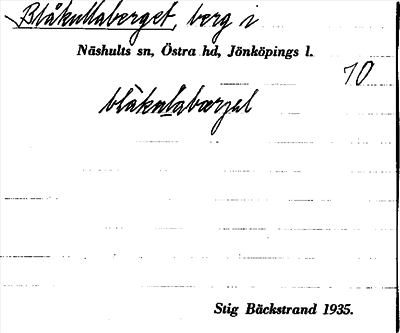 Bild på arkivkortet för arkivposten Blåkullaberget