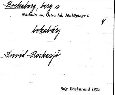 Bild på arkivkortet för arkivposten Bockaberg