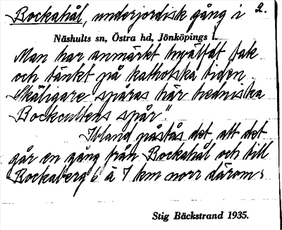 Bild på arkivkortet för arkivposten Bockahål
