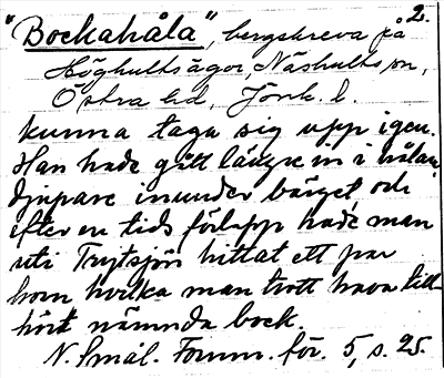 Bild på arkivkortet för arkivposten »Bockahåla»
