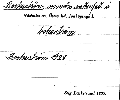 Bild på arkivkortet för arkivposten Bockaström