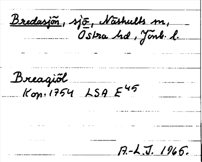 Bild på arkivkortet för arkivposten Bredasjön