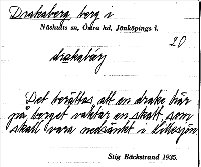 Bild på arkivkortet för arkivposten Drakaberg