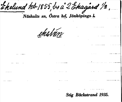 Bild på arkivkortet för arkivposten Ekelund