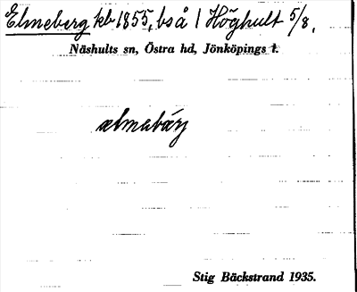 Bild på arkivkortet för arkivposten Elmeberg