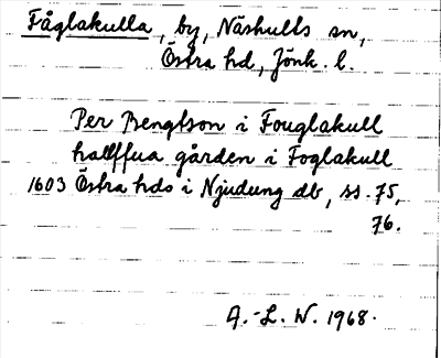Bild på arkivkortet för arkivposten Fåglakulla