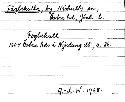 Bild på arkivkortet för arkivposten Fåglakulla