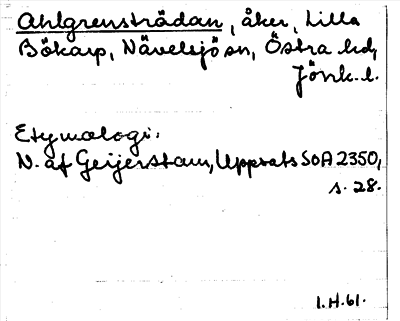 Bild på arkivkortet för arkivposten Ahlgrensträdan