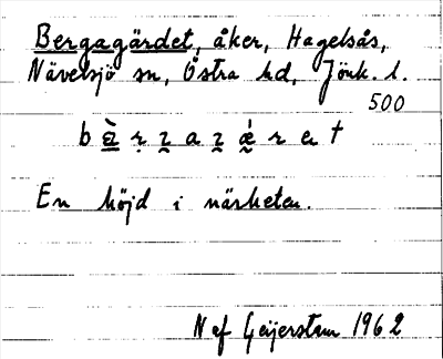 Bild på arkivkortet för arkivposten Bergagärdet