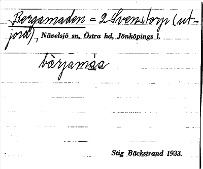 Bild på arkivkortet för arkivposten Bergamaden