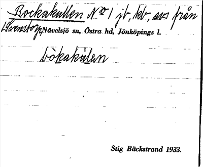 Bild på arkivkortet för arkivposten Bockakullen