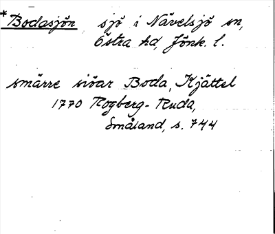 Bild på arkivkortet för arkivposten *Bodasjön