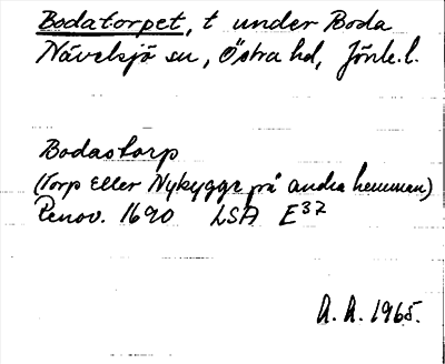 Bild på arkivkortet för arkivposten Bodatorpet