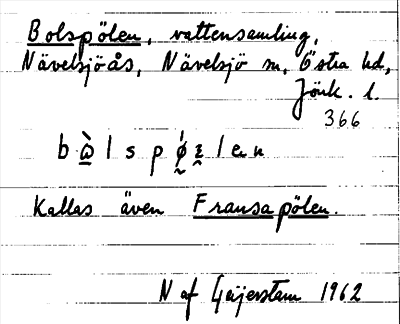 Bild på arkivkortet för arkivposten Bolspölen