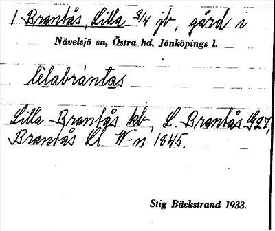 Bild på arkivkortet för arkivposten Brantås, Lilla