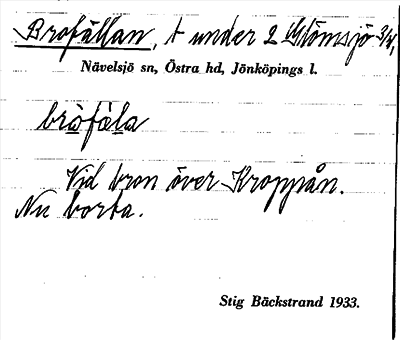 Bild på arkivkortet för arkivposten Brofällan