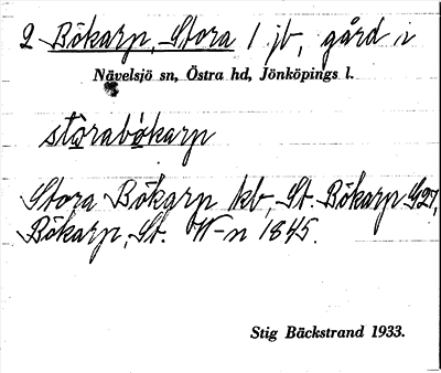 Bild på arkivkortet för arkivposten Bökarp, Stora
