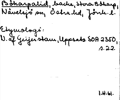 Bild på arkivkortet för arkivposten Bökarpalid