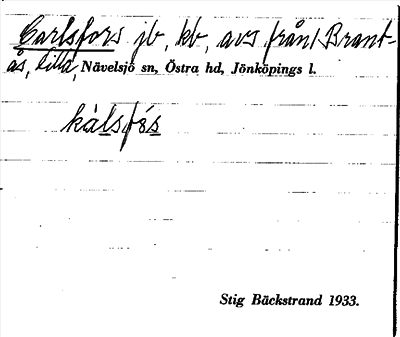 Bild på arkivkortet för arkivposten Carlsfors