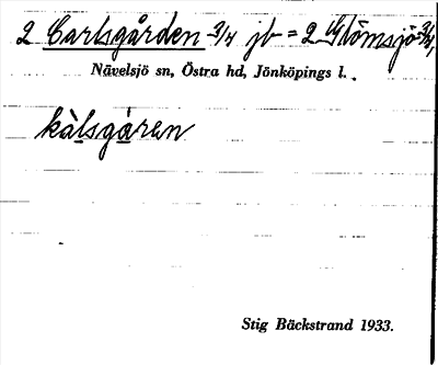 Bild på arkivkortet för arkivposten Carlsgården