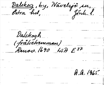 Bild på arkivkortet för arkivposten Dalskog
