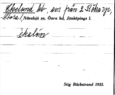 Bild på arkivkortet för arkivposten Ekelund