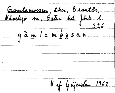 Bild på arkivkortet för arkivposten Gamlemossen