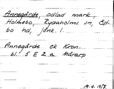 Bild på arkivkortet för arkivposten Annegärde