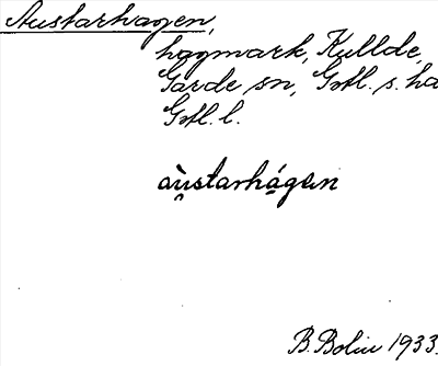 Bild på arkivkortet för arkivposten Austarhagen