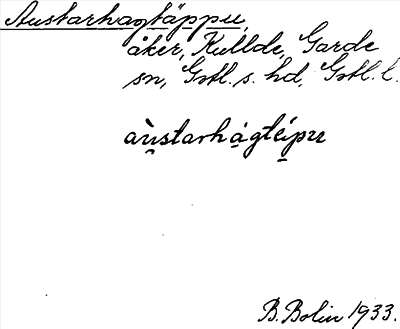 Bild på arkivkortet för arkivposten Austarhagtäppu